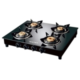 Baltra Glimmer Glass Top Gas Stove 4 Brass Burner