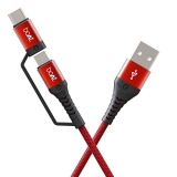 boAt Deuce USB 300 2 in 1 Type-C & Micro USB Stress Resistant, Tangle-Free, Sturdy Cable with 3A Fast Charging & 480mbps Data Transmission, 10000+ Bends Lifespan and Extended 1.5m Length(Martian Red)