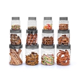 Cello Checkers Plastic PET Canister Set, 12 Pieces, Clear, Capacity – 4-300ml, 4-650ml, 4-1200ml
