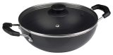 Cresta Aluminium Gas stove compatible Flat Base Kadai ( 23.5 cm, Black )