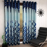 Galaxy Home Decor Modern Wave Panel Polyester Curtains for Long Door 9 Feet, Pack of 2,