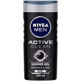 NIVEA Men Shower Gel, Active Clean Body Wash, Men, 250ml