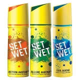 Set Wet Deodorant Spray Perfume, 150ml (Cool, Charm and Swag Avatar Pack of 3)